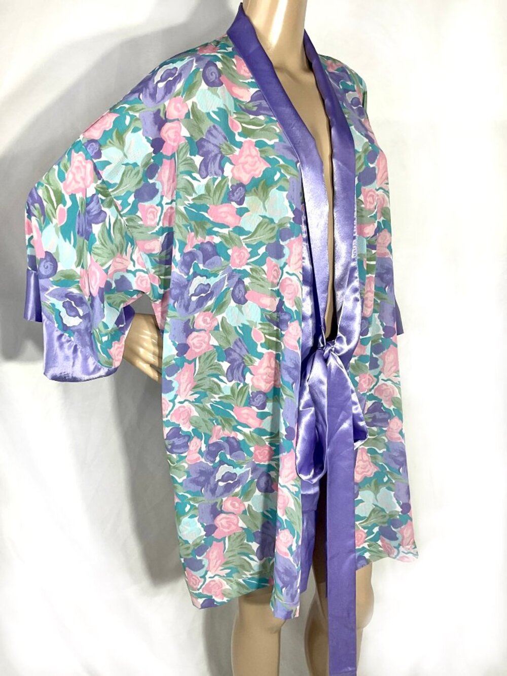 Victorias Secret Robe One Size Kimono Vintage Y2K Gold Label Purple Pink